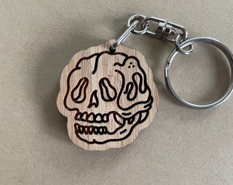 Tattoo style skull keychain