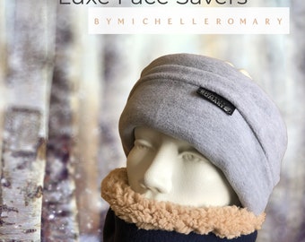 Luxe Sherpa Face Saver, Choose your Anti-Pill Fleece Color for the front; Face & Neck Warmer, Neck Gaiter, Unisex Winter Gear