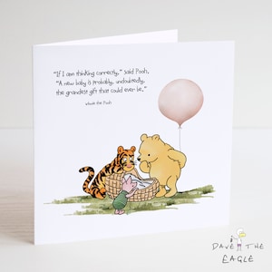 Carte nouveau-né Winnie l'ourson - Sentiment classique