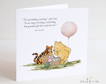 Winnie the Pooh New Baby Card - Classic Sentiment