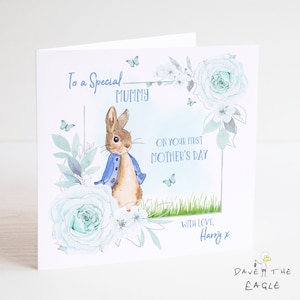 Première carte de fête des mères - personnalisée - lapin - GARÇONS
