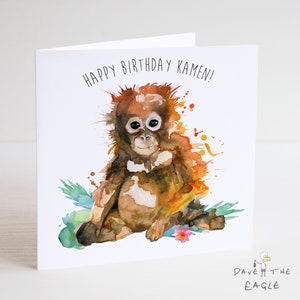 Biglietto d'auguri personalizzato con orango