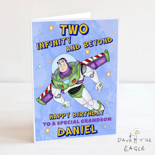 TOY STORY Birthday Card for TWO Year Olds - Buzz Lightyear - Two Infinity and Beyond