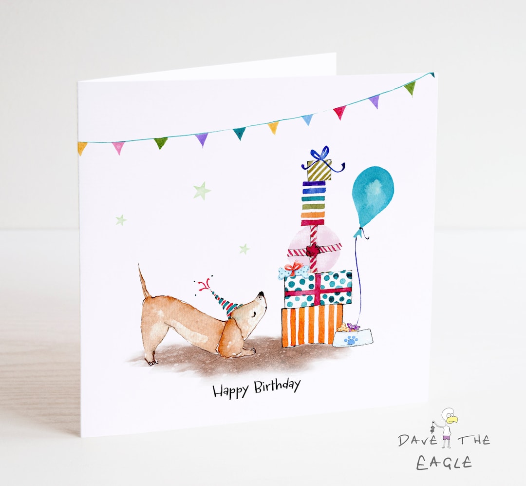Dachshund Birthday Card - Happy Birthday - Personalised - Etsy UK