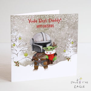 Boba Fett & BABY YODA Weihnachtskarte - Mandalorian Daddy - Star Wars