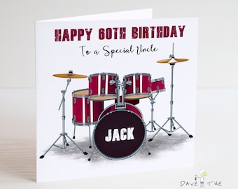 Drum Kit Personalised Birthday Card - Musician - Band