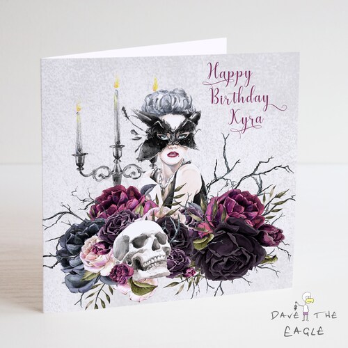 Personalised Gothic Skull Christmas Card - Handmade Greeting Card With Name & Relation - UK Made - View #6
