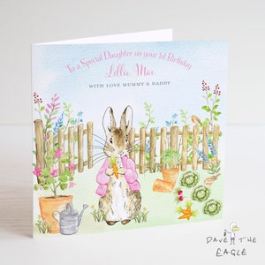Mädchen Personalisierte Geburtstagskarte - Hase Hase Design