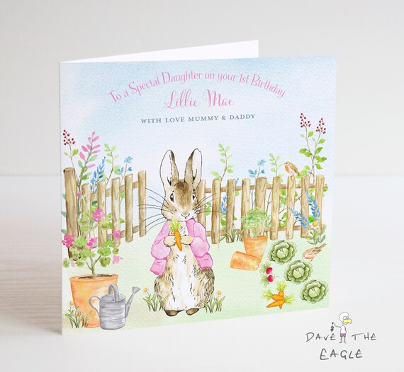 Les Filles De Pierre Lapin Personnalise Carte Danniversaire Etsy