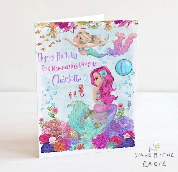 Mermaids Birthday Card Mermaids Birthday Card