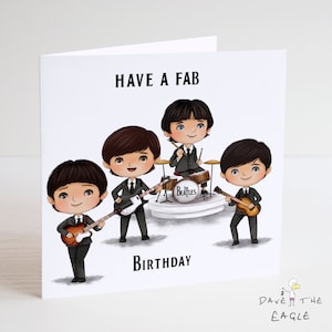 La carte d'anniversaire des Beatles - Fab Birthday - Fab Four