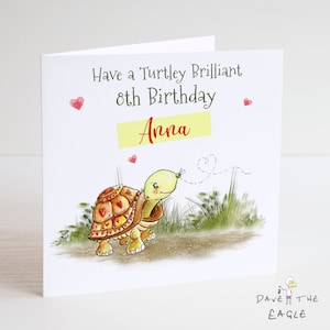 Tarjeta de cumpleaños de tortuga - Personalizada - Hija Hijo Nieto Nieta