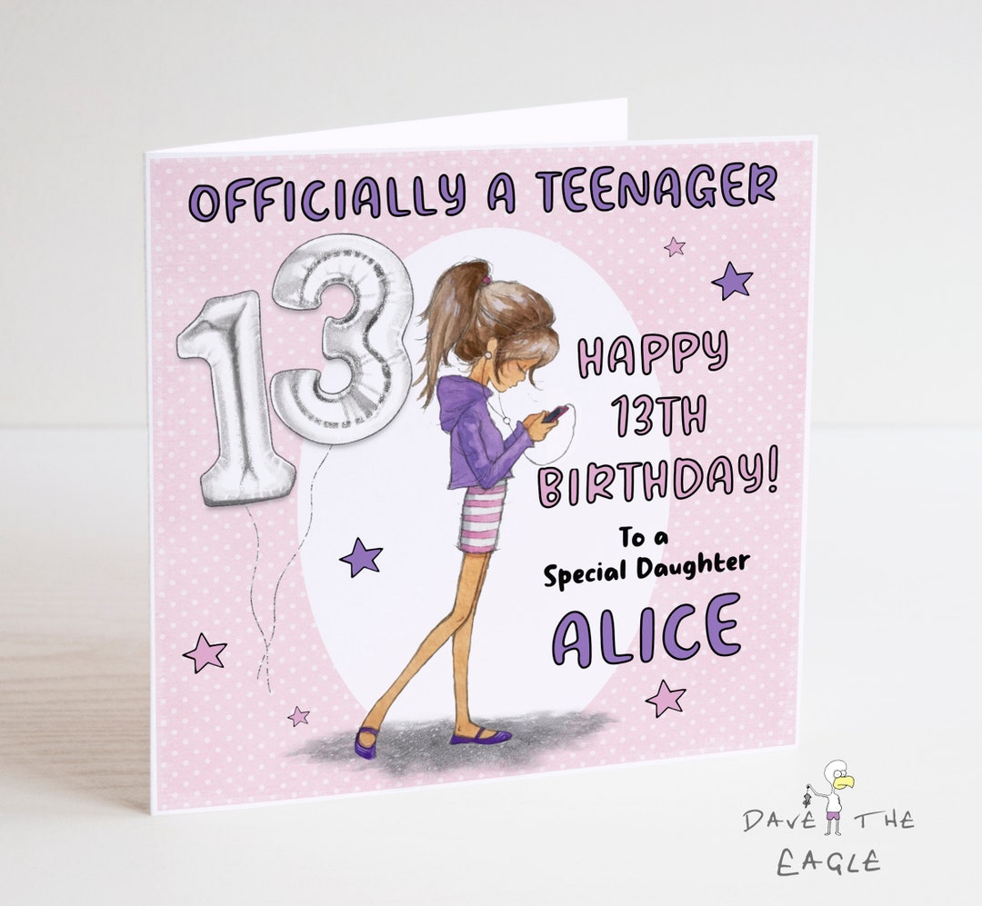 Teenage Girl Birthday Card - Teenager! Personalised. 13th Birthday ...