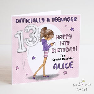 Tarjeta de cumpleaños para adolescente - ¡Adolescente! Personalizado. 13 cumpleaños, hija, nieta, sobrina