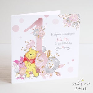Cartão de Aniversário com Número Personalizado Winnie the Pooh e Piglet 1-9