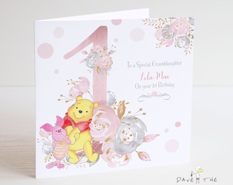 Winnie the Pooh & Piglet Personalised Number Birthday Card 1-9