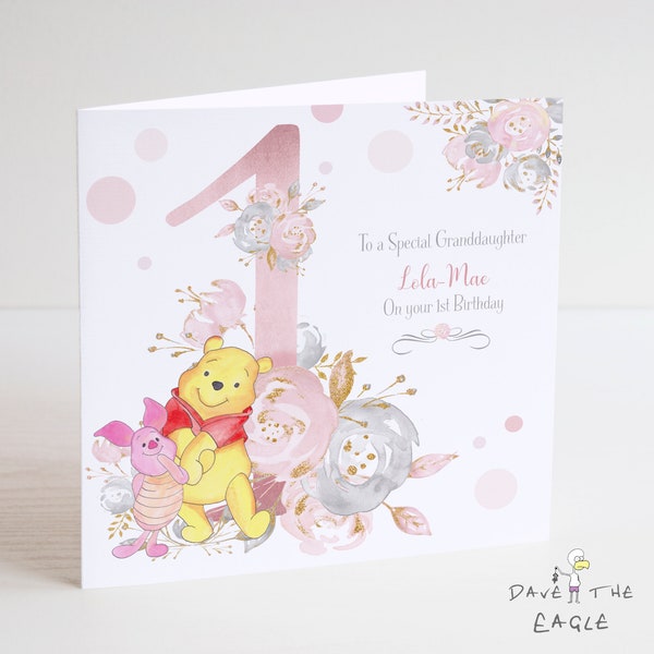 Winnie the Pooh & Piglet Personalised Number Birthday Card 1-9