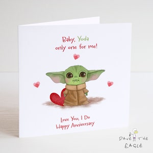 Tarjeta de aniversario baby yoda - Novia mandaloriana Novio Marido esposa - Star Wars