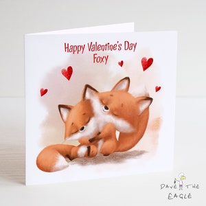 Tarjeta de San Valentín de pareja de zorros