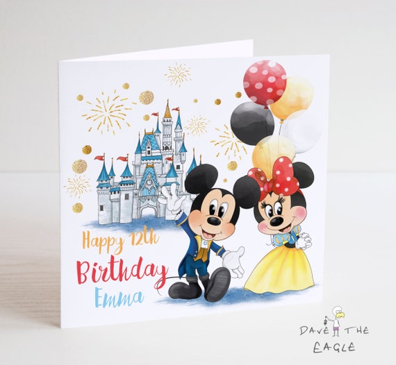 Disney Verjaardagskaart Met Mickey En Minnie Etsy Verjaardagskaart Disney