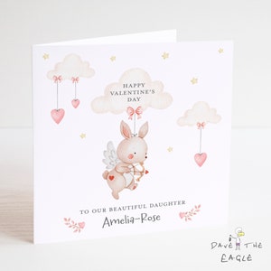 Carte de Saint-Valentin avec lapin mignon - Fille petite-fille personnalisée