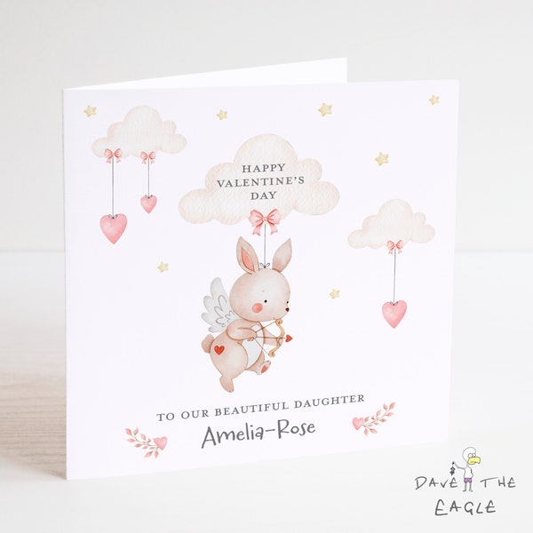 Cute Bunny Valentine's Card - Personalised Daughter Granddaughter