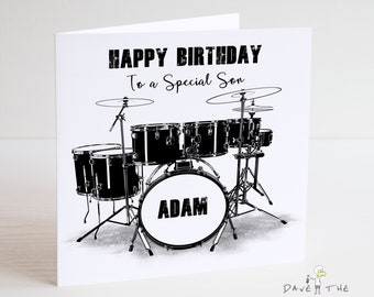 Drum Kit Personalised Birthday Card