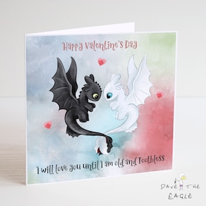Tarjeta de San Valentín de Cómo entrenar a tu dragón: Toothless y Light Fury