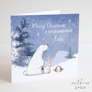 Carte de Noël ours polaire avec des amis - Pingouin et lapin