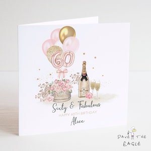 Meilenstein Geburtstagskarte - Personalisiert - Rosa und Gold - Damen Geburtstagskarte 18.21.60.70.80.90