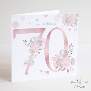 70er Geburtstagskarte - Personalisiert - Blush und Gold - Damen, Nanna, Oma Geburtstag