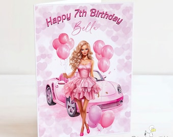 Fashion Doll Birthday Card - Personalised Daughter, Granddaughter, Niece