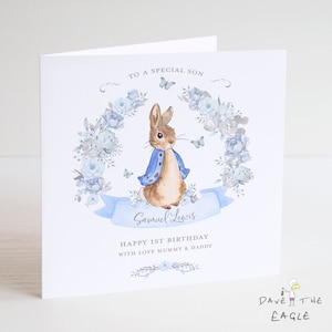 Personalisierte Geburtstagskarte - Sohn Enkel - Vintage Bunny Rabbit