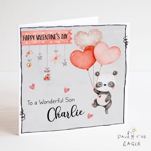 Tarjeta de San Valentín del pequeño panda: hijo, hija, nieto y nieta