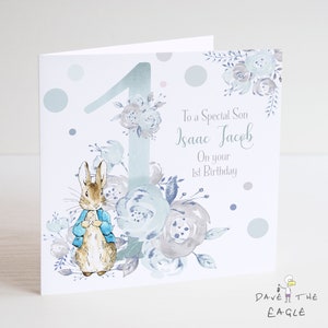Boys Personalised Number Birthday Card 1-9 - Bunny Rabbit Design