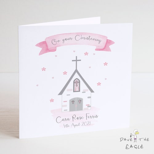 Personalised Christening Card Christening Card for Girls Etsy