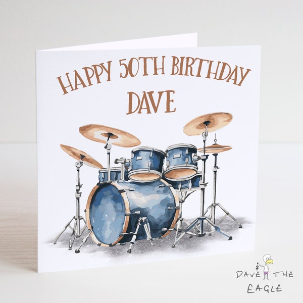 Drum Kit Personalised Birthday Card - Musician - Band