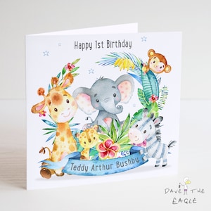 Jungle Animal Boys Personalisierte Geburtstagskarte