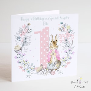 Mädchen Personalisierte Geburtstagskarte - Number Bunny Rabbit Design