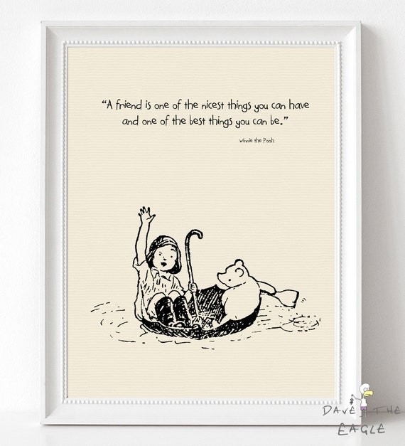 Winnie The Pooh Classic Umbrella Friends Print Quote Etsy
