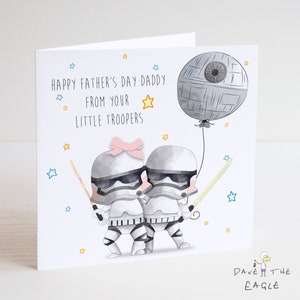 Carte pour la fête des pères Star Wars Storm Trooper - Boy and Girl Trooper - frère soeur