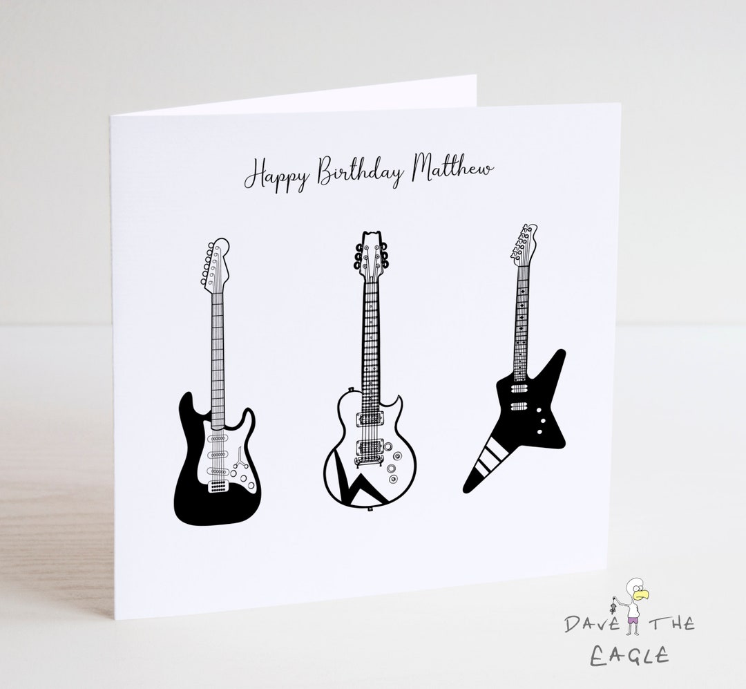 Electric Guitar Birthday Card Personalised Etsy