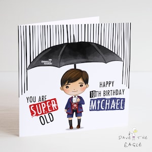 Carte d'anniversaire personnalisée Numéro 5 The Umbrella Academy - Le garçon
