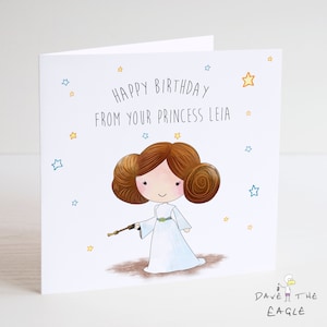 STAR WARS - Cartão de aniversário da Princesa Leia - Para papai, namorado, marido.