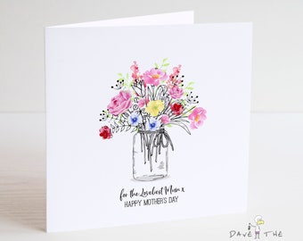 Mother's Day Card in Pretty Doodle Floral Design