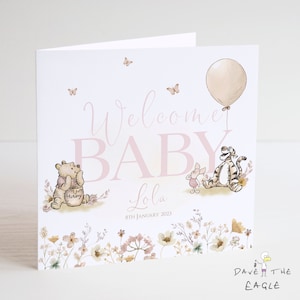 Winnie the Pooh New Baby Card - Personalised