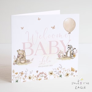 Winnie Puuh New Baby Karte - personalisiert
