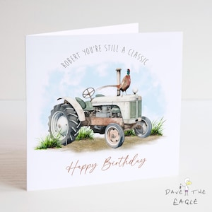 Carte d'anniversaire personnalisée tracteur - vie à la campagne, garde-chasse, chasse et tir, agriculture - tracteur classique