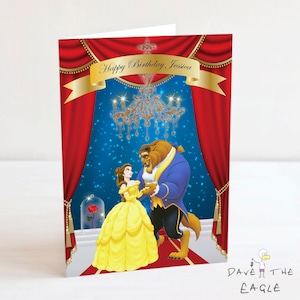 Beauty and the Beast Personalised Birthday card