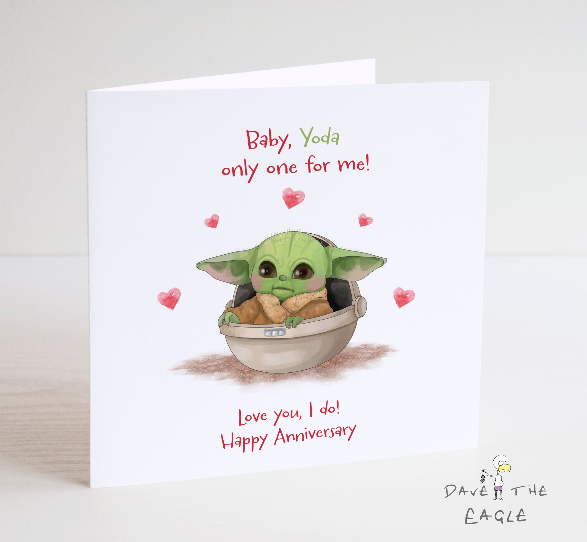 Anniversary gifts for men Birthday card Anniversary Card Star Wars Anniversary gifts for boyfriend Yoda Valentines day card for him 